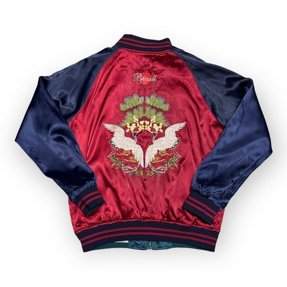 Vintage REVERSIBLE US NAVY / JAPAN Y2K Retro Satin SUKAJAN Bomber Jacket - Picture 4 of 4